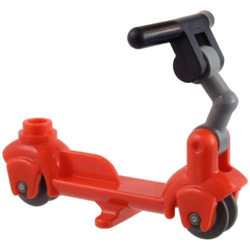 Деталь LEGO 36273c09 Kick Scooter with Dark Bluish Gray Wheels, Dark Bluish Gray Steering Link, and Black Handlebars (36273 / 3464 / 93609 / 30031)