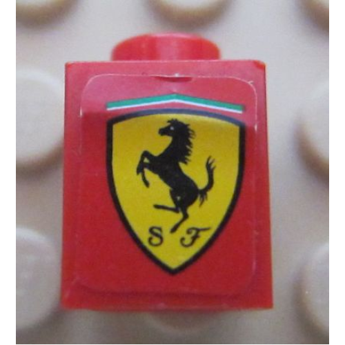 Деталь LEGO 3005pb025 Brick 1 x 1 with Ferrari Logo Pattern (Sticker) - Set 8652