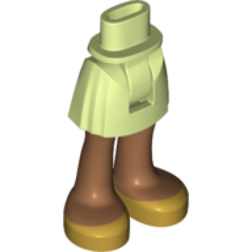 Деталь LEGO 92252c00pb039 Mini Doll Hips and Skirt, Medium Nougat Legs and Gold Shoes Pattern - Thick Hinge