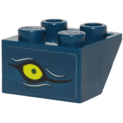 Slope, Inverted 45 2 x 2 with Flat Bottom Pin with Lime Eye and White Lines Pattern (Sticker) - Set 40336