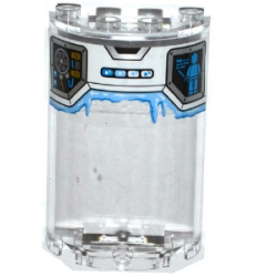 Cylinder Half 2 x 4 x 5 with 1 x 2 Cutout with Fan, Minifigure on Screen, and Frost Pattern (Sticker) - Set 70588 Cylinder Half 2 x 4 x 5 with 1 x 2 Cutout with Fan, Minifigure on Screen, and Frost Pattern (Sticker) - Set 70588
