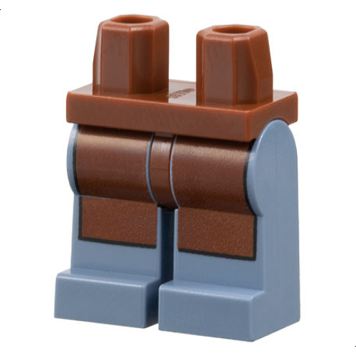 Деталь LEGO 970c55pb05b Hips and Sand Blue Legs with Reddish Brown Apron with Straight Bottom Pattern