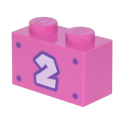Brick 1 x 2 with White Number 2 with Dark Purple Outline and 4 Dots Pattern Brick 1 x 2 with White Number 2 with Dark Purple Outline and 4 Dots Pattern