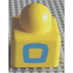 Primo Brick 1 x 1 with Blue Square Outline on Opposite Sides Pattern