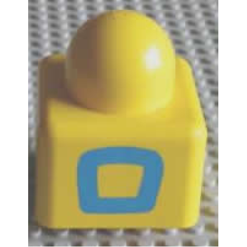 Деталь LEGO 31000pb24 Primo Brick 1 x 1 with Blue Square Outline on Opposite Sides Pattern