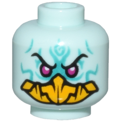 Minifigure, Head Alien Magenta Eyes, Bright Light Orange Beak, and Dark Turquoise Lines Pattern