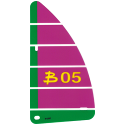 Plastic Part for Set 5846 - Dark Pink and Green Sail with Yellow 'B05' Pattern