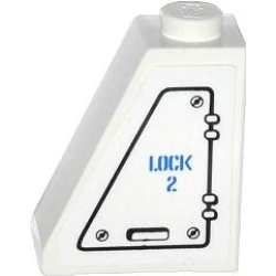 Slope 65 2 x 1 x 2 with Hatch and 'LOCK 2' Pattern Model Left Side (Sticker) - Set 60014 Slope 65 2 x 1 x 2 with Hatch and 'LOCK 2' Pattern Model Left Side (Sticker) - Set 60014