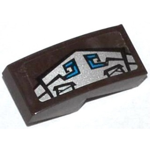 Деталь LEGO 11477pb013R Slope, Curved 2 x 1 x 2/3 with Blue and Silver Gorilla Armor Pattern Model Right Side (Sticker) - Set 70125