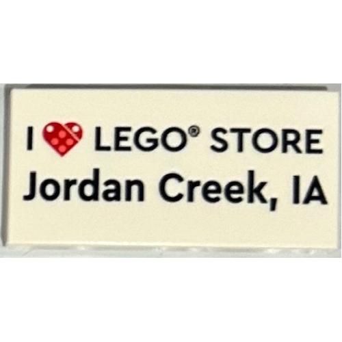 Деталь LEGO 87079pb1394 Tile 2 x 4 with 'I Heart LEGO STORE Jordan Creek, IA' Pattern