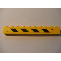 Brick 1 x 10 with Black and Yellow Danger Stripes Pattern Left (Sticker) - Set 7633 Brick 1 x 10 with Black and Yellow Danger Stripes Pattern Left (Sticker) - Set 7633