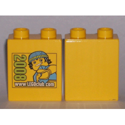 Duplo, Brick 1 x 2 x 2 with www.LEGOclub.com 2008 Pattern Duplo, Brick 1 x 2 x 2 with www.LEGOclub.com 2008 Pattern