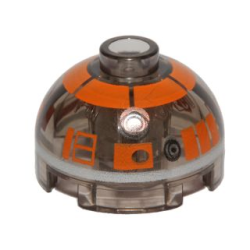Brick, Round 2 x 2 Dome Top with Orange with Silver Band Around Dome Pattern (R3-S1)
