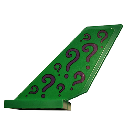 Деталь LEGO 6239pb080 Tail Shuttle with Dark Purple Question Marks on Green Background Pattern on Both Sides (Stickers) - Set 76120