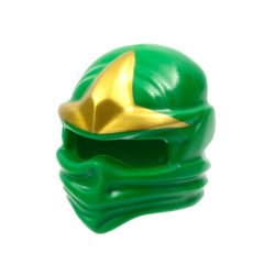 Minifigure, Headgear Ninjago Wrap Type 1 with Gold 3 Point Emblem Pattern - Green