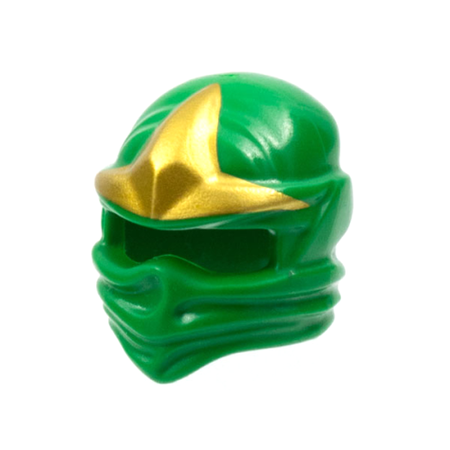 Деталь LEGO 98133pb01 Minifigure, Headgear Ninjago Wrap Type 1 with Gold 3 Point Emblem Pattern - Green