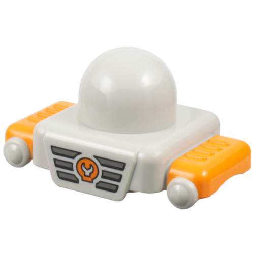 Деталь LEGO 45211pb03 Primo Plate 1 x 1 with Orange Mudguards with Wrench Pattern