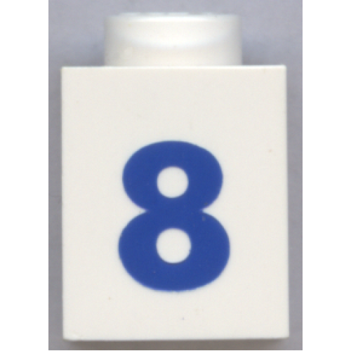 Деталь LEGO 3005pt8b Brick 1 x 1 with Blue Number 8 Pattern (Bold Font)