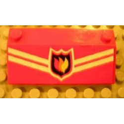 Slope 33 3 x 6 without Inner Walls with White Stripes and Fire Logo Badge Pattern (Sticker) - Set 7906 Slope 33 3 x 6 without Inner Walls with White Stripes and Fire Logo Badge Pattern (Sticker) - Set 7906