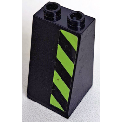 Slope 75 2 x 2 x 3 - Hollow Studs with Black and Lime Danger Stripes Pattern Model Right Side (Sticker) - Set 7709