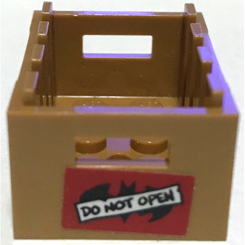 Деталь LEGO 30150pb04 Container, Crate 3 x 4 x 1 2/3 with Handholds with Batman Logo and Black 'DO NOT OPEN' on Red Background Pattern (Sticker) - Set 70922