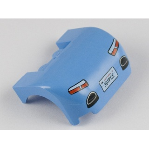 Деталь LEGO 93587pb04 Vehicle, Mudguard 3 x 4 x 1 2/3 Curved with Back with Taillights, Exhaust and '301PCE' License Plate Pattern