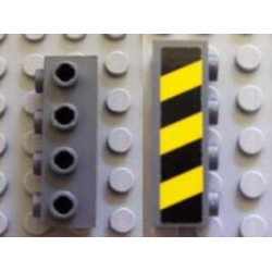 Brick, Modified 1 x 4 with Studs on Side with Black and Yellow Danger Stripes Pattern (Sticker) - Set 7781