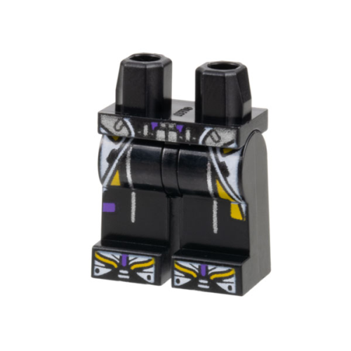 Деталь LEGO 970c00pb1440 Hips and Legs with White Armor, Yellow and Dark Purple Trim Pattern