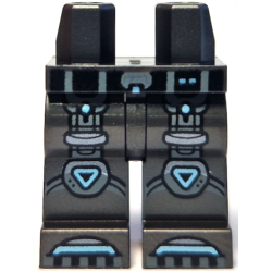 Hips and Legs with Black Belt with Dark Silver Buckle, Dark Bluish Gray Harness Straps with Knee Pads, Metallic Light Blue Trim, Shoe Tips Pattern Hips and Legs with Black Belt with Dark Silver Buckle, Dark Bluish Gray Harness Straps with Knee Pads, Metallic Light Blue Trim, Shoe Tips Pattern