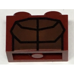 Brick 1 x 2 with Reddish Brown Muscles Outline Pattern