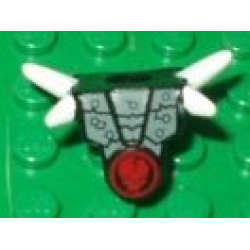Minifigure Armor Breastplate with Shoulder Spikes White and Red Cracked Skull in Circle Pattern