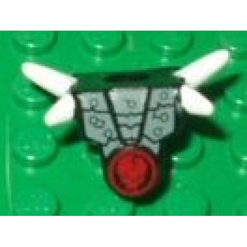 Деталь LEGO 93056pb03 Minifigure Armor Breastplate with Shoulder Spikes White and Red Cracked Skull in Circle Pattern