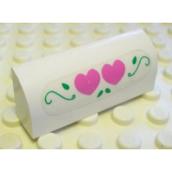 Slope, Curved 1 x 4 x 1 1/3 with Two Dark Pink Hearts and Green Leaves Pattern (Sticker) - Set 5890 Slope, Curved 1 x 4 x 1 1/3 with Two Dark Pink Hearts and Green Leaves Pattern (Sticker) - Set 5890