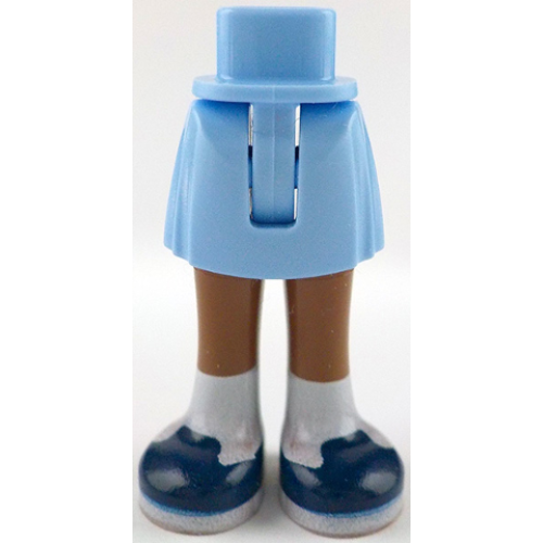 Деталь LEGO 35216ac00pb027 Mini Doll Hips and Skirt with Molded Medium Brown Legs and Printed Dark Blue Shoes with White Soles and Socks Pattern - Thin Hinge