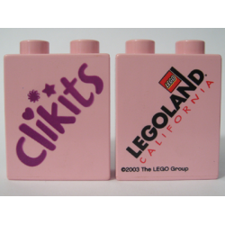 Duplo, Brick 1 x 2 x 2 with Clikits Logo 2003 LEGOLAND California Pattern Duplo, Brick 1 x 2 x 2 with Clikits Logo 2003 LEGOLAND California Pattern