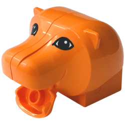 Duplo Figure Head Animal 2 x 2 Base Lion Head with Opening Mouth and Black and White Eyes Pattern Duplo Figure Head Animal 2 x 2 Base Lion Head with Opening Mouth and Black and White Eyes Pattern