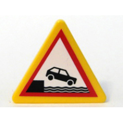 Road Sign 2 x 2 Triangle with Clip with Car Falling into Water Pattern (Sticker) - Set 7994 Road Sign 2 x 2 Triangle with Clip with Car Falling into Water Pattern (Sticker) - Set 7994
