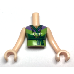 Torso Mini Doll Woman Lime Shirt with Green Middle and Medium Lavender Top, Gold Necklace Pattern, Light Nougat Arms with Hands