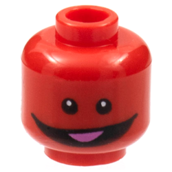 Minifigure, Head Alien with Black Eyes and Wide Smile with Dark Pink Tongue Pattern