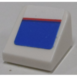 Slope 30 1 x 1 x 2/3 with Red Line on Blue and White Pattern Model Right Side (Sticker) - Set 8125