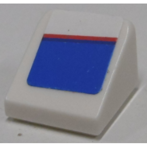 Деталь LEGO 54200pb034R Slope 30 1 x 1 x 2/3 with Red Line on Blue and White Pattern Model Right Side (Sticker) - Set 8125