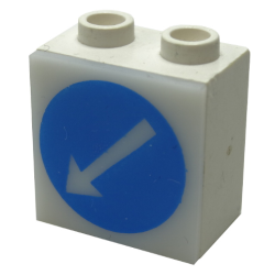 Electric, Light 1 1/8 x 2 x 1 2/3 Cabinet with Lamp Holes (Sign Back) with Milky White Electric, Light 2 x 2 Clip-On Plate with Blue Circle and White Arrow Pattern (2383 / 2384pb06)