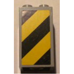 Brick 2 x 2 x 3 with Black and Yellow Danger Stripes Pattern Left (Sticker) - Set 4514