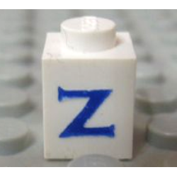 Brick 1 x 1 with Blue Capital Letter Z Pattern (Serif Font) Brick 1 x 1 with Blue Capital Letter Z Pattern (Serif Font)