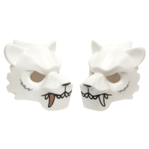 Деталь LEGO 15083pb10 Minifigure, Headgear Mask Tiger with White and Copper Fangs and Light Bluish Gray Fur Pattern