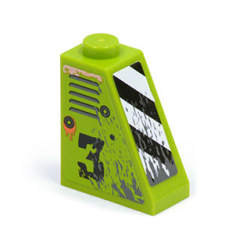 Slope 65 2 x 1 x 2 with Vents and Worn '3' on Right Side and Black and White Danger Stripes on Front Pattern (Stickers) - Set 8958 Slope 65 2 x 1 x 2 with Vents and Worn '3' on Right Side and Black and White Danger Stripes on Front Pattern (Stickers) - Set 8958