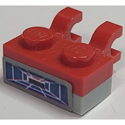 Stickered Assembly 2 x 1 x 2/3 with Blue Target Screen Pattern (Sticker) - Set 7676 - 1 Plate 1 x 2, 1 Plate Modified 1 x 2 with 2 U clips