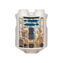 Brick, Round 2 x 2 x 2 Robot Body with Gray Lines and Dark Blue with Dark Tan Dirt Stains Pattern (R2-D2) Brick, Round 2 x 2 x 2 Robot Body with Gray Lines and Dark Blue with Dark Tan Dirt Stains Pattern (R2-D2)