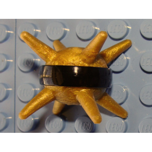 Деталь LEGO 85582pb01 Bionicle Thornax Fruit Spiked Ball with Molded Hard Plastic Black Band Pattern - Flexible Rubber