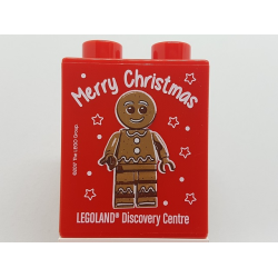 Duplo, Brick 1 x 2 x 2 with Merry Christmas LEGOLAND Discovery Centre Gingerbread Man Pattern Duplo, Brick 1 x 2 x 2 with Merry Christmas LEGOLAND Discovery Centre Gingerbread Man Pattern